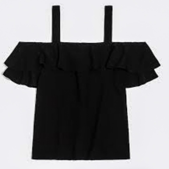 J. CREW black ruffle tank top, women’s 10. - Picture 1 of 5